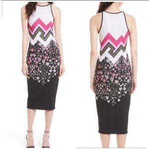 Ted Barker Seenaa  jersey floral midi sneath  sundress sleeveless.Small